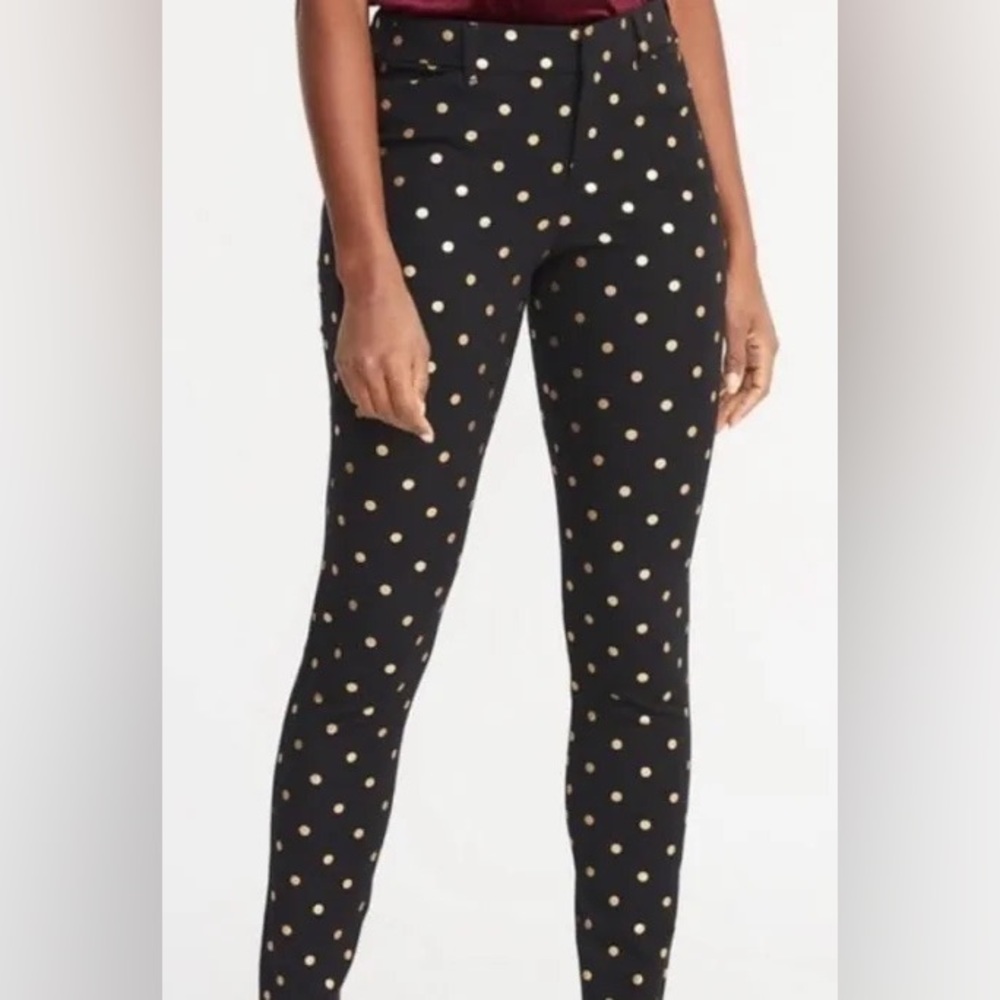 Old Navy Black with Metallic Gold Dots Pixie Pants 10T Tall